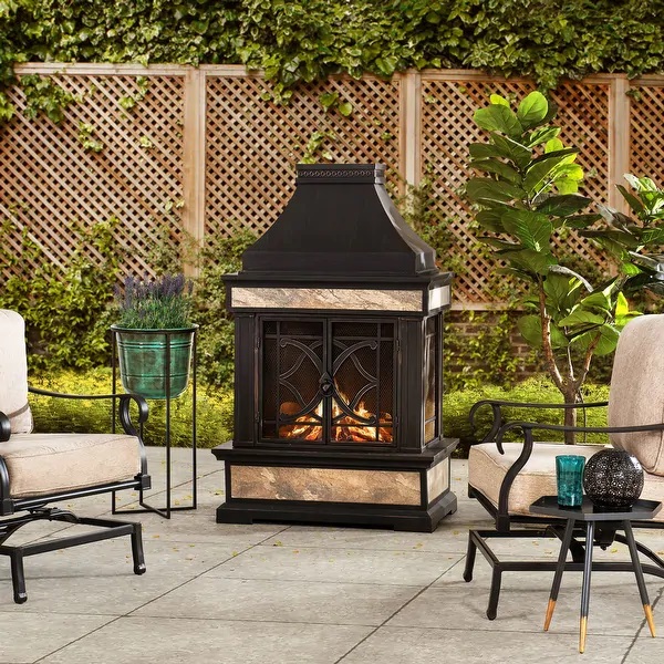 Sunjoy Heirloom Outdoor Wood Burning Fireplace – Plus Co